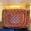 Mustard Quilted Leather Crossbody Bag For Girls