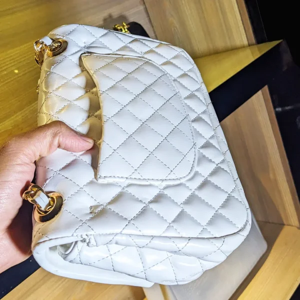 white leather crossbody bag for girls back side