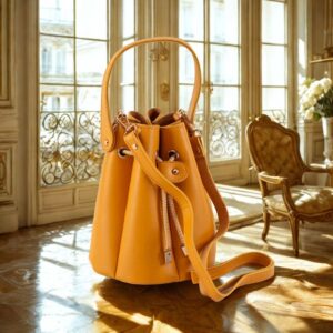 Yellow basket bag for girls front view