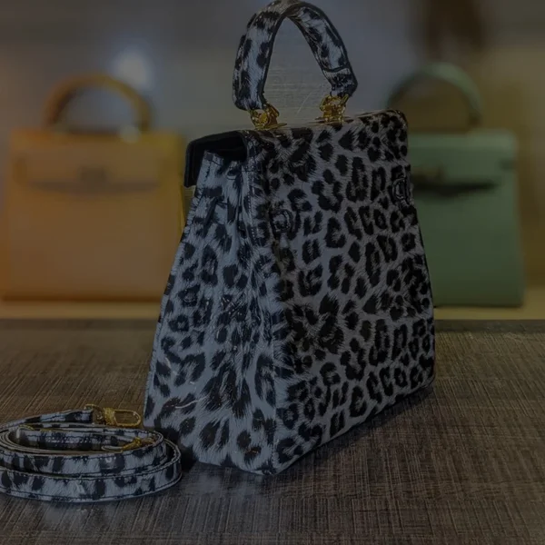 Leopard Leather Kelly Bag Side View| Buy online at best price in UAE
