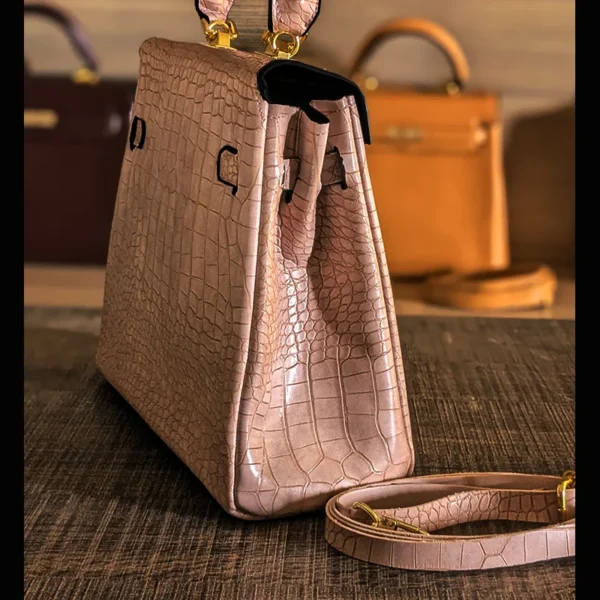 Peach Leather Kelly Bag Back View| Buy online at best price in UAE